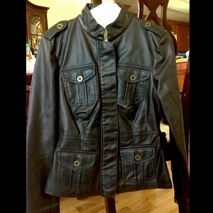 Outer Edge Faux Leather Jacket Brown S